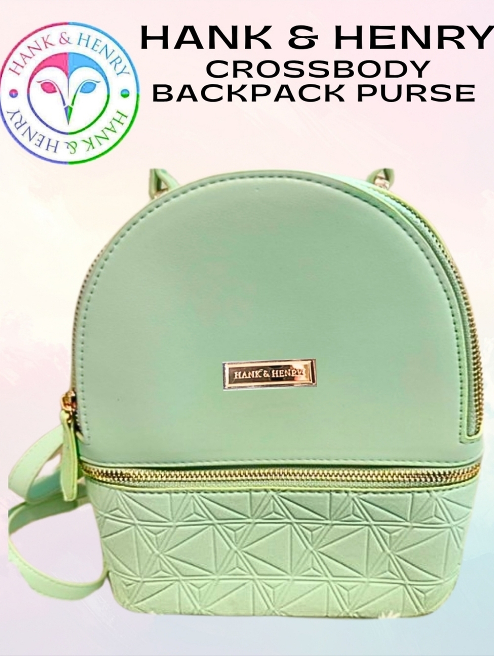 Hank & Henry is Back 2026 Instagram Crossbody Backpack Purse in Seafoam Mint New